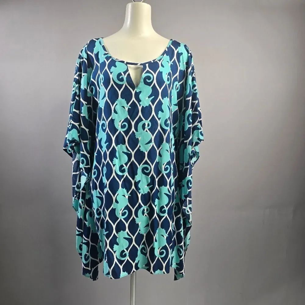 Escapada Navy and Aqua Print Dress R14